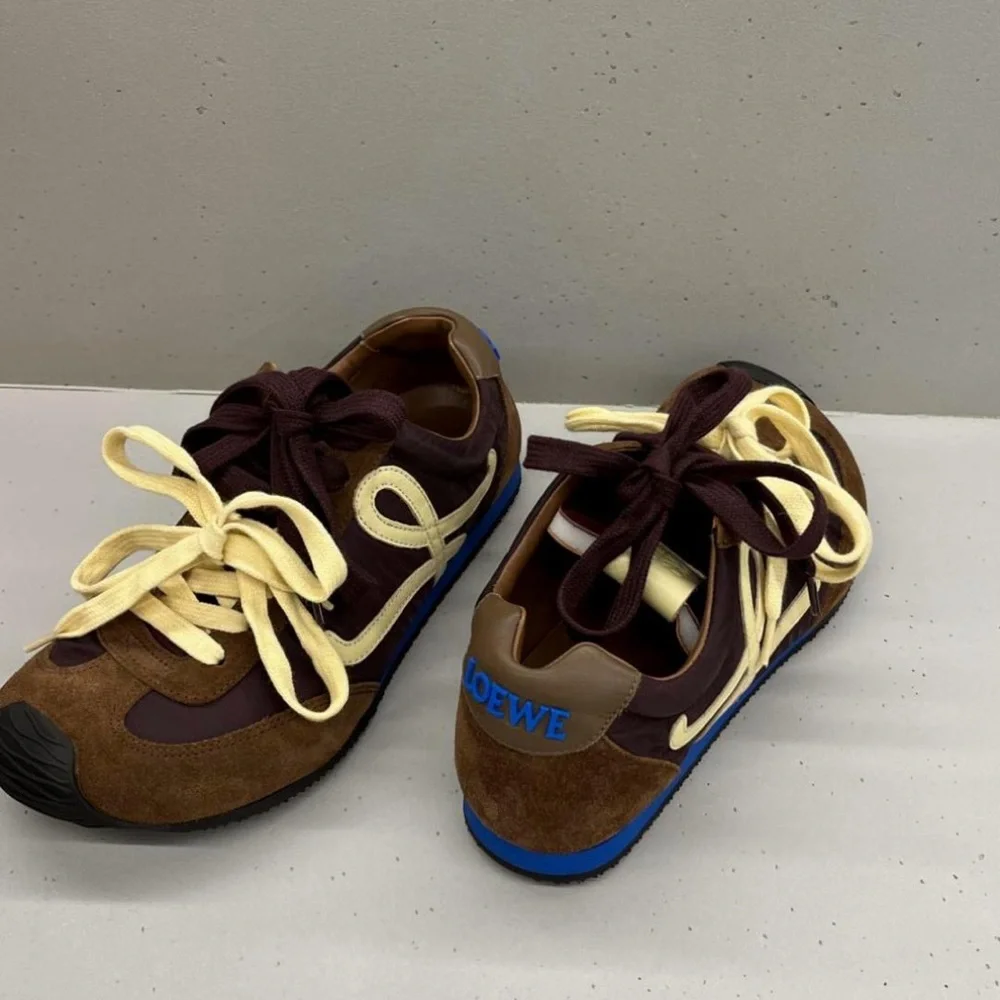 Loewe Flow Runner Brown Suede Sneakers with Blue Sole - NEW - Picture 5 of 5